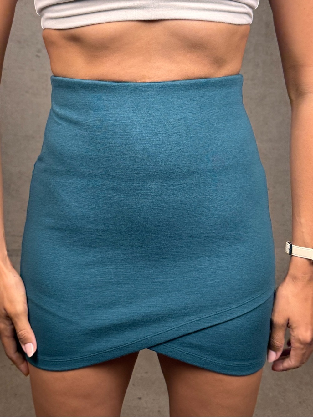 Sunday Best Aritzia Teal High-Waist Wrap Mini Skirt - Women XS